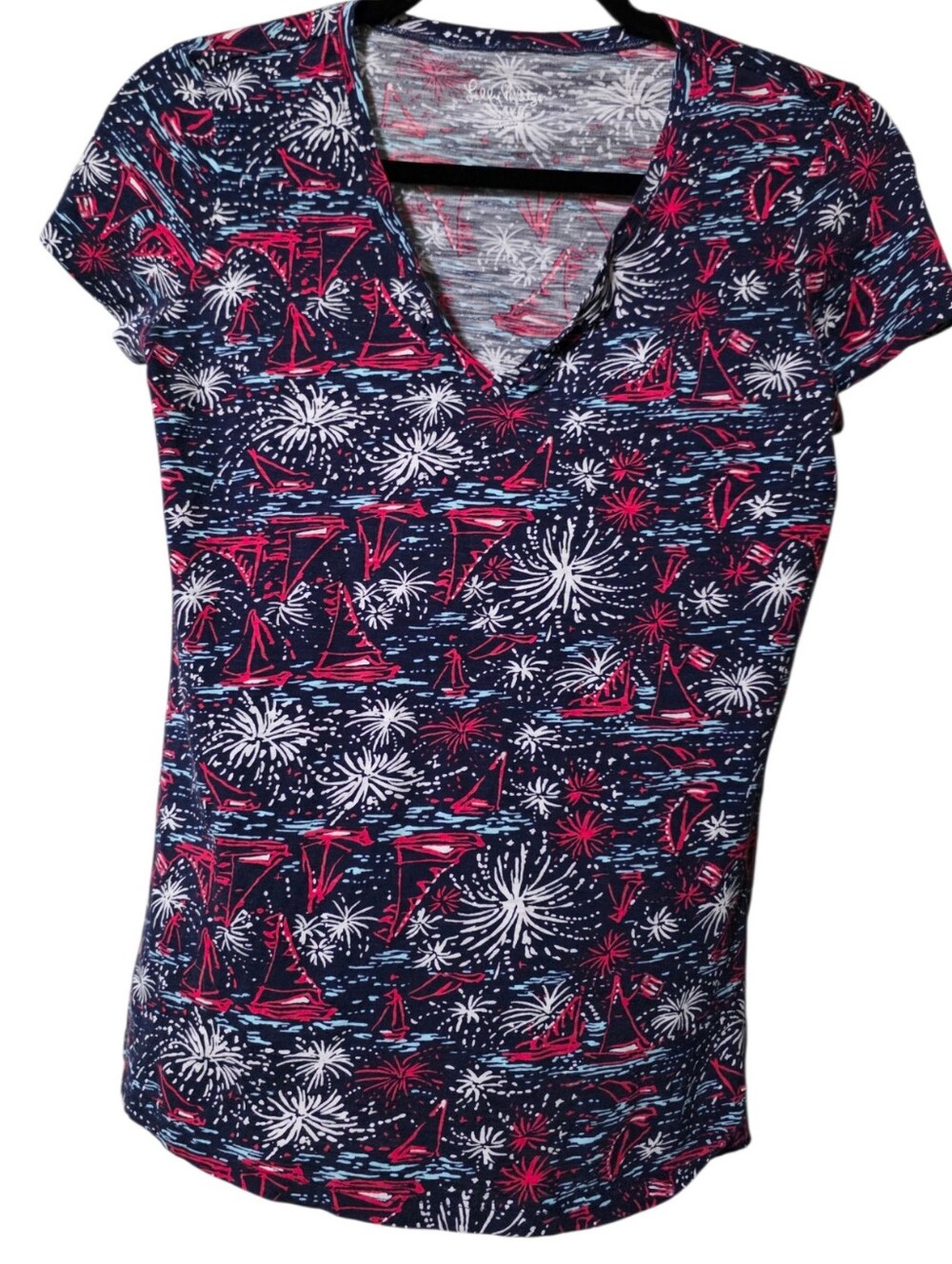Lilly Pultizer Short Sleeve V Neck 4th Of July T-shirt